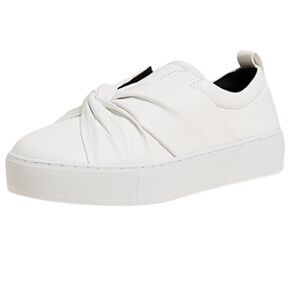 Rebecca Minkoff Platform Sneakers White Leather Slip On Nicole Knot Size 8.5